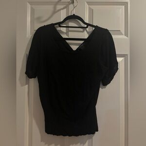 White House Black Market Black Puff Sleeve Blouse